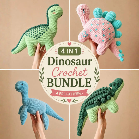Dinosaur Crochet Pattern Bundle — 4 amigurumi dinosaurs PDF by MrsCrochetWorld