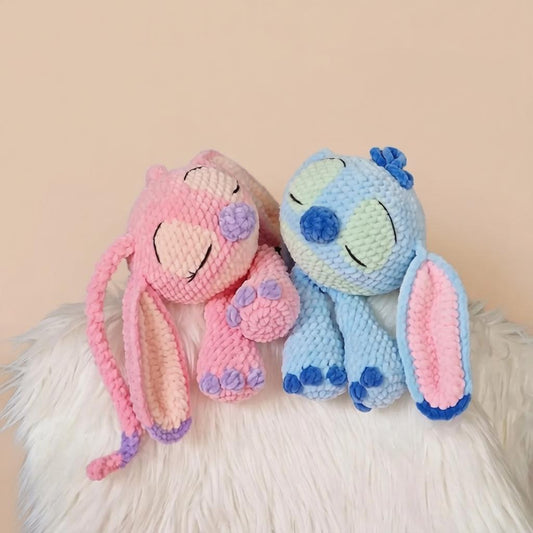 Crochet gift ideas — Stitch & Angel snuggler lovey amigurumi