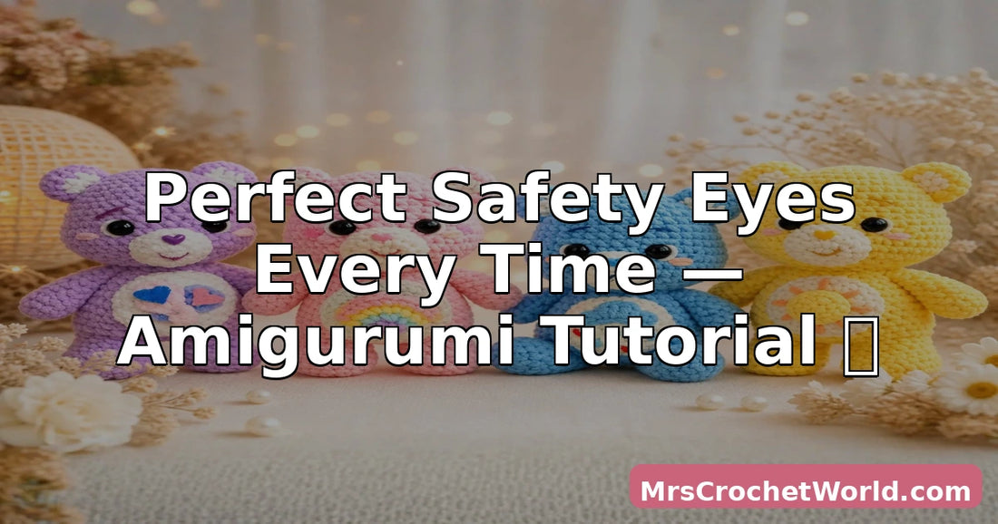 How to add safety eyes to amigurumi step by step — MrsCrochetWorld Care Bears crochet tutorial