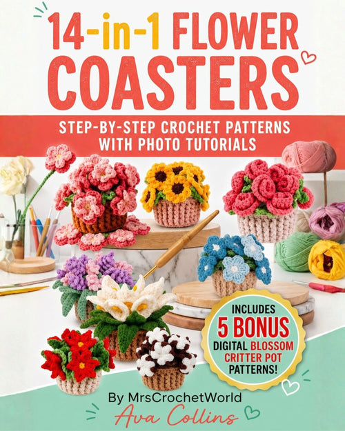 14-in-1 Flower Coasters Crochet Pattern Book