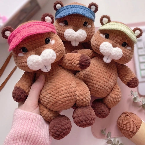 cute beaver amigurumi crochet pattern PDF — no-sew beginner friendly instant download MrsCrochetWorld