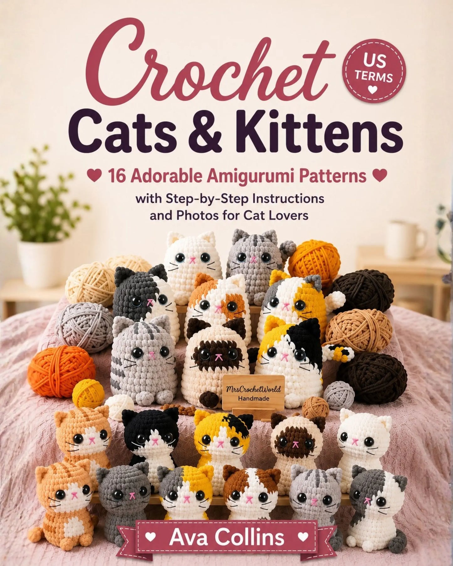 Crochet Cats & Kittens pattern book cover - 16 amigurumi cat designs