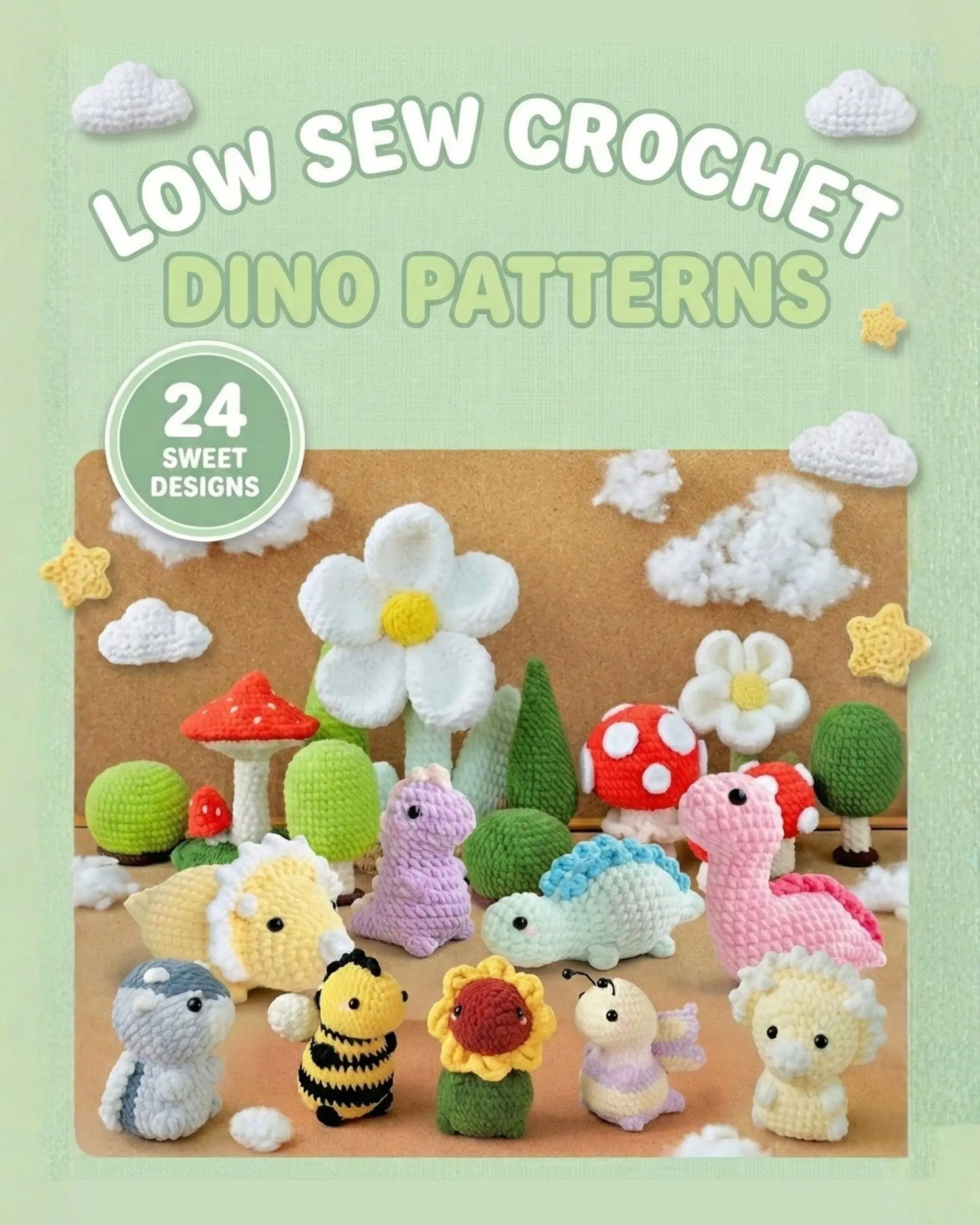 Low-Sew Crochet Dino Book – 24 Cute Dinosaur Patterns