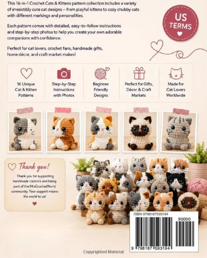 Crochet Cats & Kittens pattern book - amigurumi cat pattern preview 1