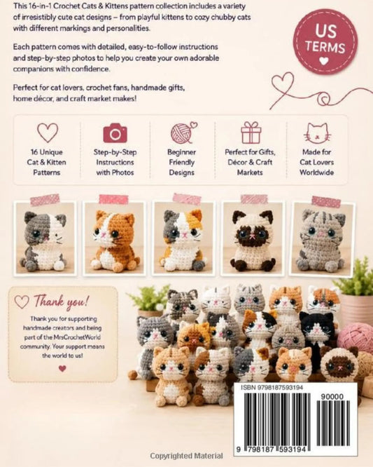 Crochet Cats & Kittens pattern book - amigurumi cat pattern preview 1