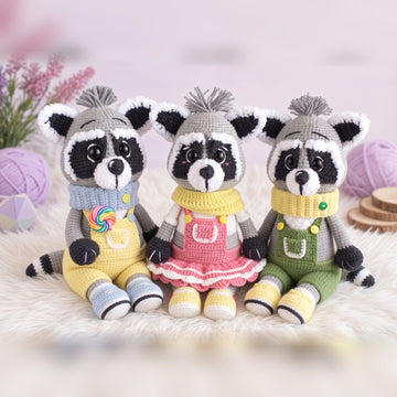 3-in-1 Raccoon Bundle — Amigurumi Crochet Patterns with Clothes PDF