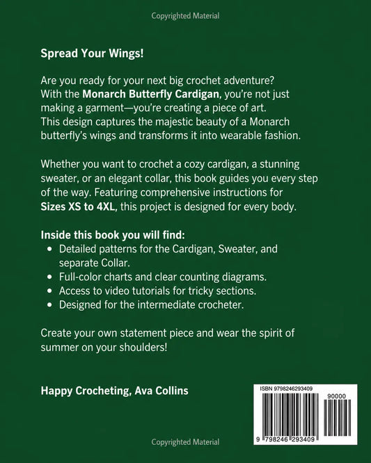 monarch butterfly crochet cardigan pattern preview — PDF MrsCrochetWorld