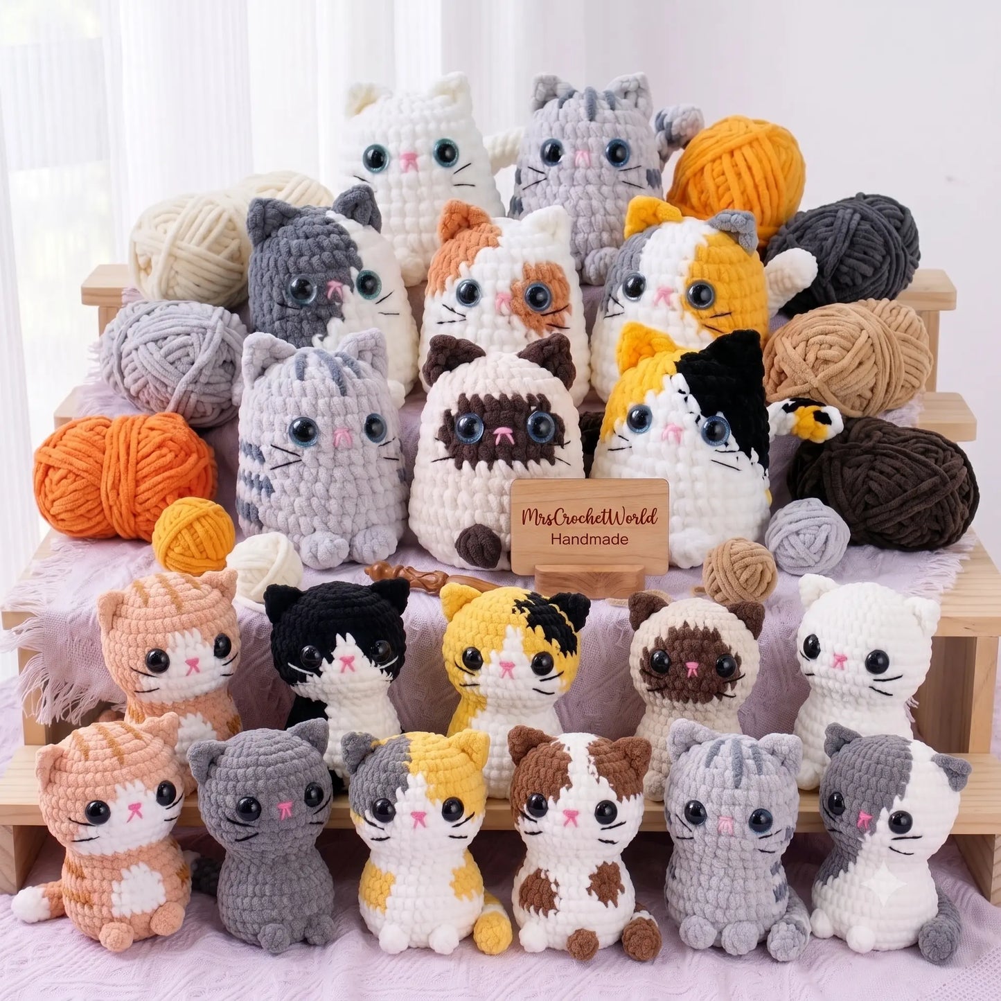 16-in-1 chonky and tiny cats crochet pattern bundle PDF by MrsCrochetWorld