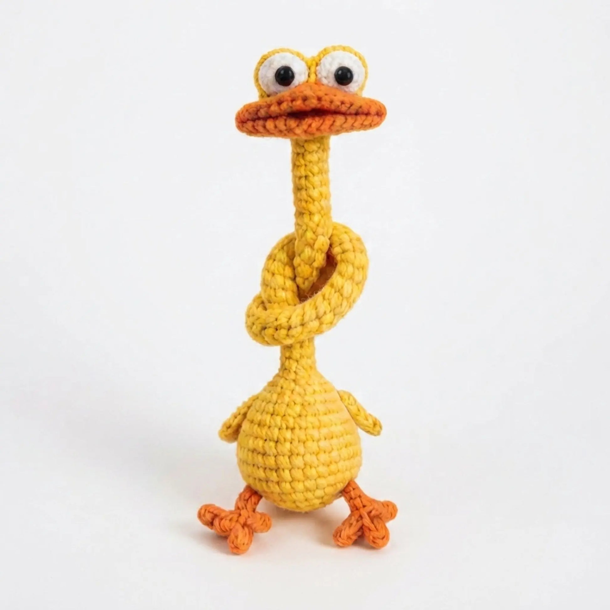 Funny long neck duck amigurumi bag charm crochet pattern by MrsCrochetWorld