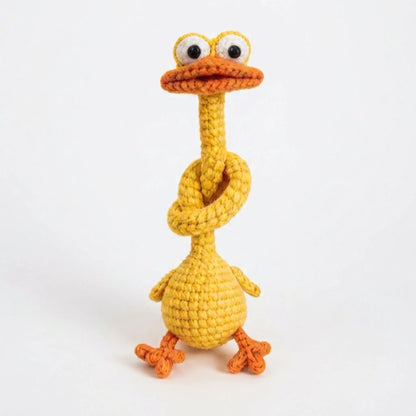 Funny long neck duck amigurumi bag charm crochet pattern by MrsCrochetWorld