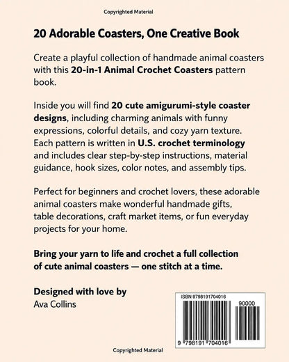 crochet animal coaster pattern page — beginner friendly PDF MrsCrochetWorld