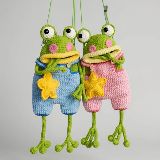 Frog Bag Crochet Pattern PDF – Cute Amigurumi Frog Purse Tutorial, Beginner-Friendly