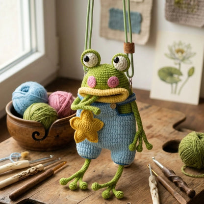 Frog Bag Crochet Pattern PDF – Cute Amigurumi Frog Purse Tutorial, Beginner-Friendly
