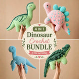 Dinosaur Crochet Pattern Bundle PDF – 4-in-1