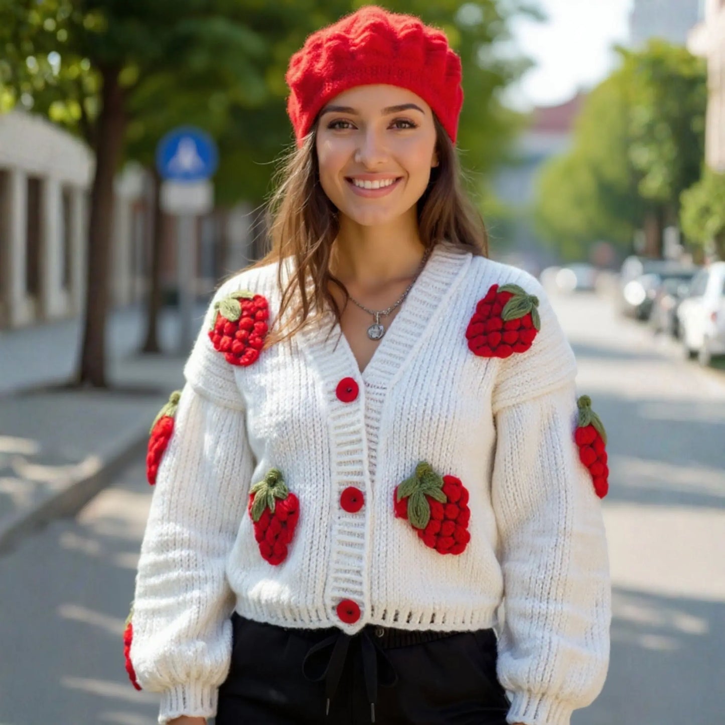 2-in-1 Strawberry & Flower Cardigan Knitting & Crochet Pattern