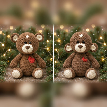 Front and back view of the Brownie plush teddy bear without clothes