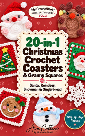 20-in-1 Christmas Crochet Coasters & Granny Squares Book — Paperback