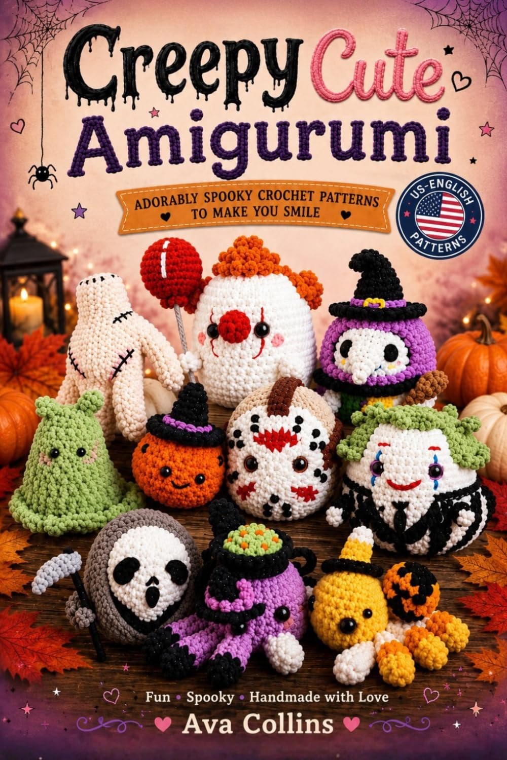 Creepy Cute Amigurumi book front cover by Ava Collins: adorably spooky Halloween crochet patterns, US English