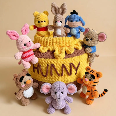 Honey bear crochet pattern bundle PDF cover — 10 amigurumi designs by MrsCrochetWorld