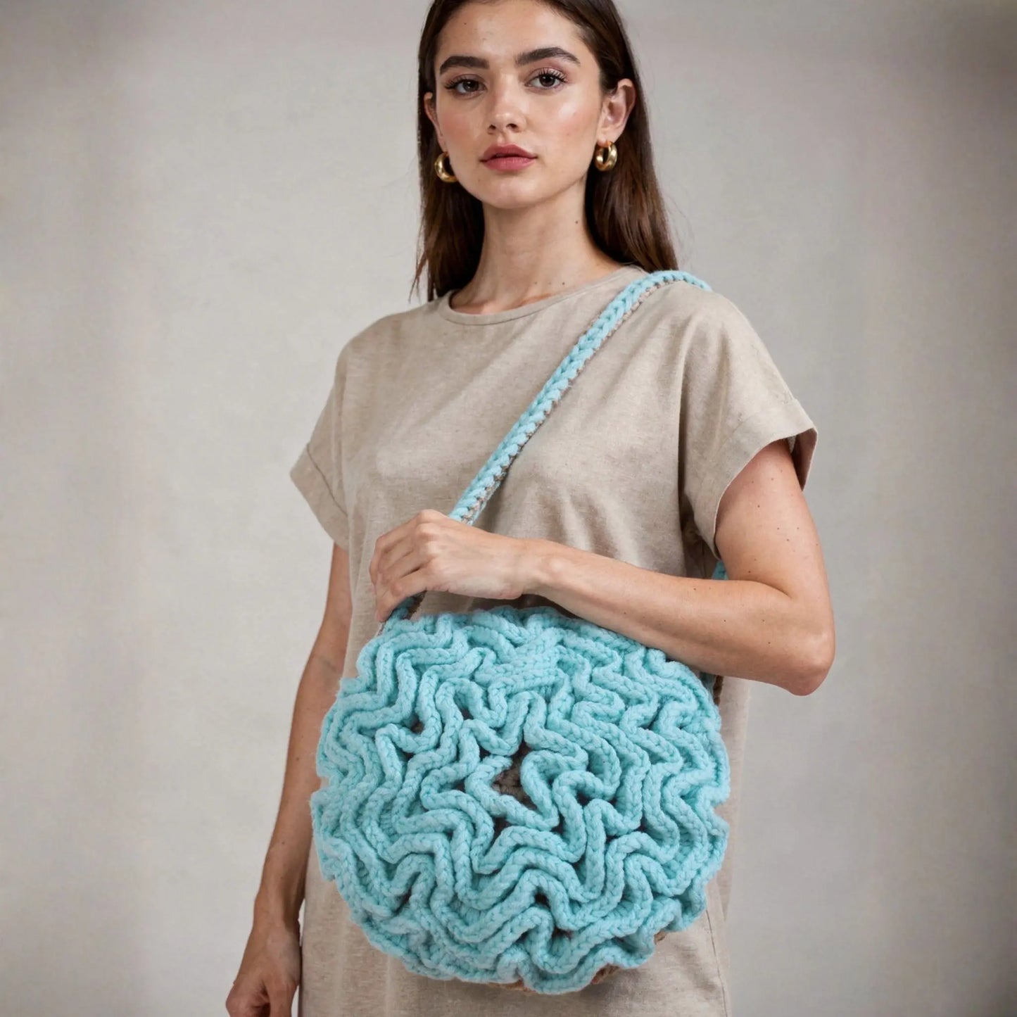 Round Ruffle Flower Bag — Crochet Pattern PDF