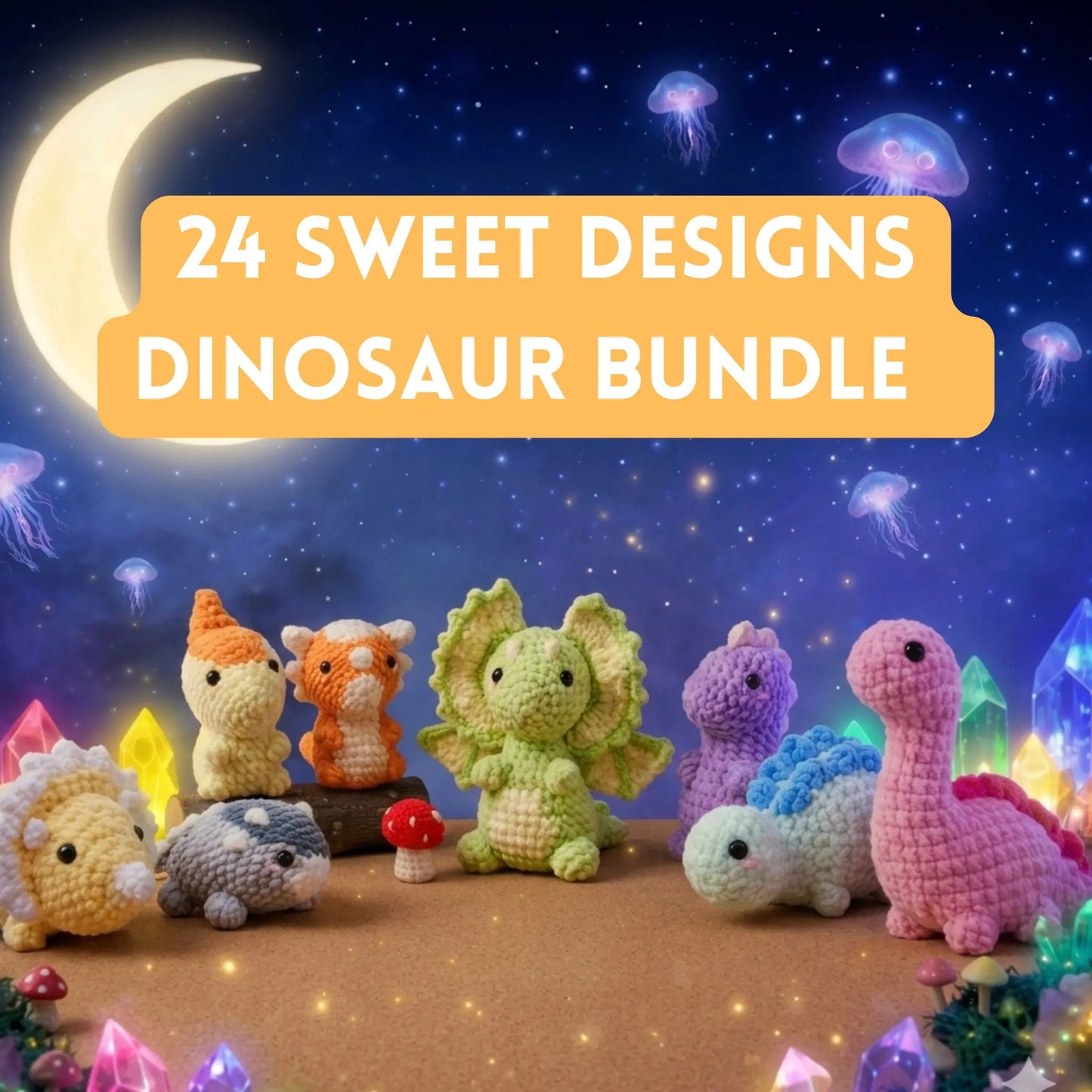 Low Sew Crochet Dino — 24 Beginner Dinosaur Pattern Bundle PDF crochet pattern PDF by MrsCrochetWorld