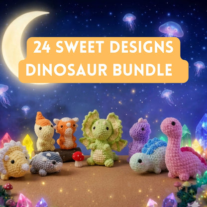 Low Sew Crochet Dino — 24 Beginner Dinosaur Pattern Bundle PDF crochet pattern PDF by MrsCrochetWorld