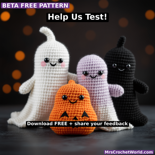 free beta friendly ghost Halloween amigurumi crochet pattern PDF by MrsCrochetWorld