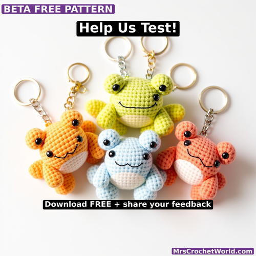 free beta mini frog keychain amigurumi crochet pattern PDF by MrsCrochetWorld