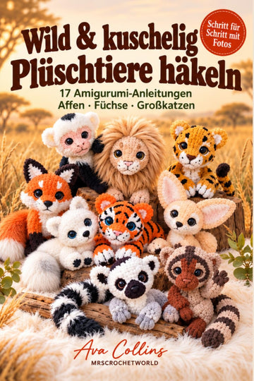 🇩🇪 Wild & Kuschelig: Plüschtiere häkeln — 17 Amigurumi Safari Animals Crochet Book (German Edition)